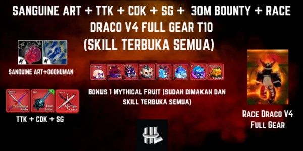 Blox Fruits Sanguine Art + Race V4 Full Gear